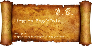 Mirgics Begónia névjegykártya